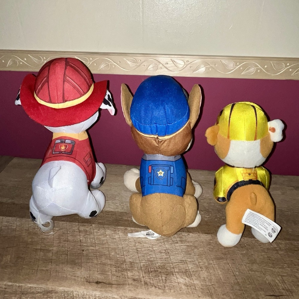 Lot Of 3 Plush Paw Patrol Marshall Chase Rubble Stuffed Animal 8-10" - Picture 7 of 16